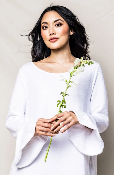 Petite Plume Ophelia Textured Flare-sleeve Nightgown In White