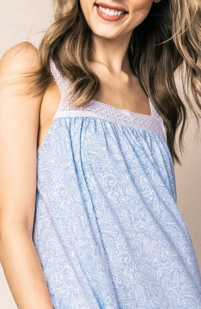 Shop Petite Plume Camille Paisley Pima Cotton Nightgown In Blue