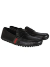 GUCCI Gucci Leather Slip-On Sneakers With Web,407411BTRE01060