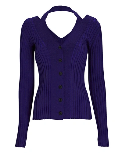 Shop Proenza Schouler White Label Wool-blend Knit Halter Sweater In Blue-med