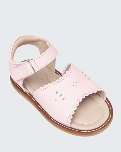 Shop Elephantito Girl's Scalloped Leather Sandals, Toddler In Silver