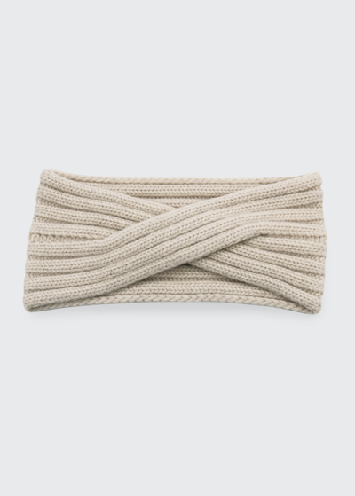 Shop Portolano Ribbed-knit Cashmere Headband In White