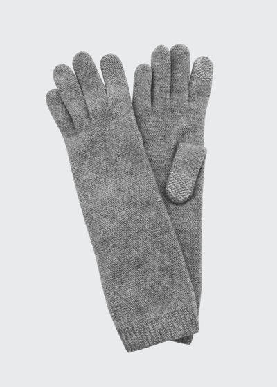 Shop Portolano Long Cashmere Tech Gloves In Heather Grey