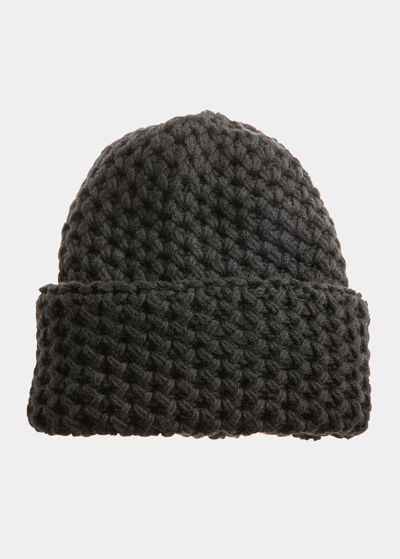 Shop Inverni Cashmere Honeycomb Knit Beanie In 9000 Black