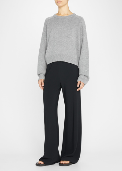 Shop Loulou Studio Bruzzi Wool-cashmere Raglan-sleeve Crop Sweater In Grey Melange