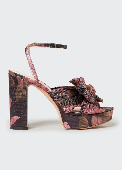 Shop Loeffler Randall Natalia Pleated Knot Platform Sandals In Fuchsia