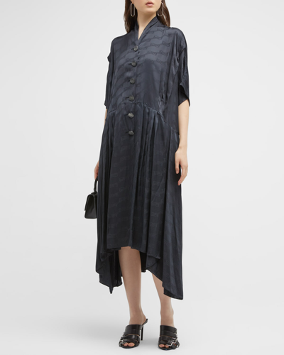 Shop Balenciaga Bb Licensing Jacquard Oversized Midi Shirtdress In Charcoal