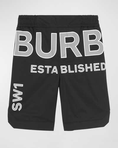 Shop Burberry Zion Check-back Logo Shorts In Black