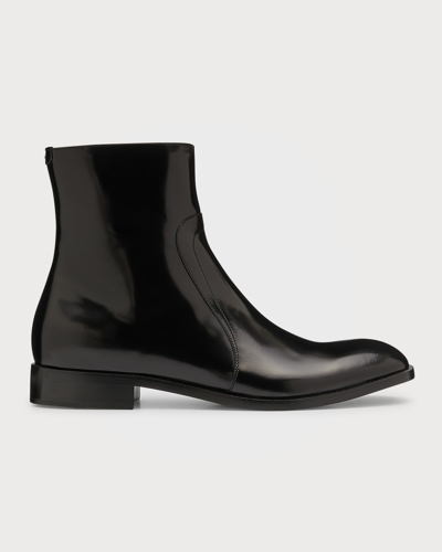 Shop Maison Margiela Men's Leather Zip Ankle Boots In Black