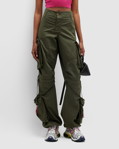 Shop Darkpark Lily Wide-leg Cargo Joggers In Military Green