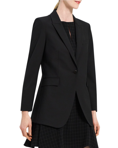 Shop Theory Etiennette Back-vent Cutaway Long Blazer In Black