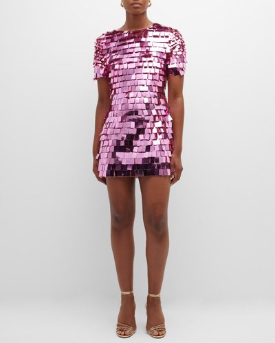 Shop Jonathan Simkhai Vivienne Embroidered Sequin Mini Dress In Punch