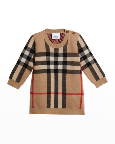 Shop Burberry Girl's Gerard Cashmere Sweater Dress In Archive Beige Ip