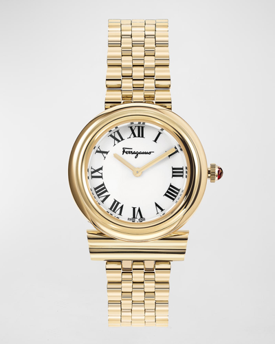 Shop Ferragamo Gancini Watch With Bracelet Strap, Gold
