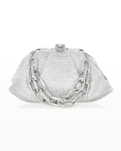 Judith Leiber Gemma Crystal-embellished Clutch-on-chain In Silver