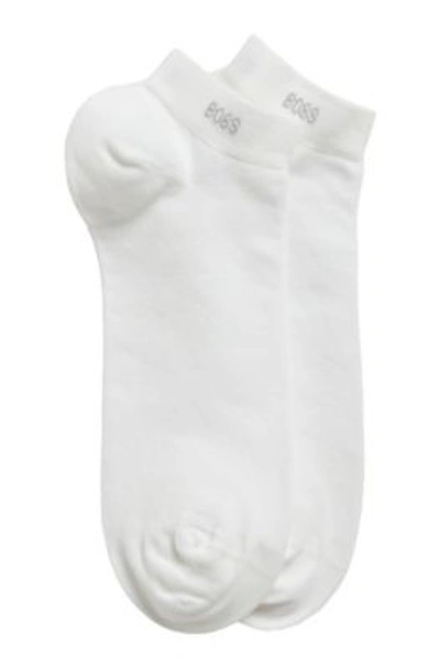 Shop Hugo Boss Two-pack Of Ankle-length Socks In Stretch Fabric In White