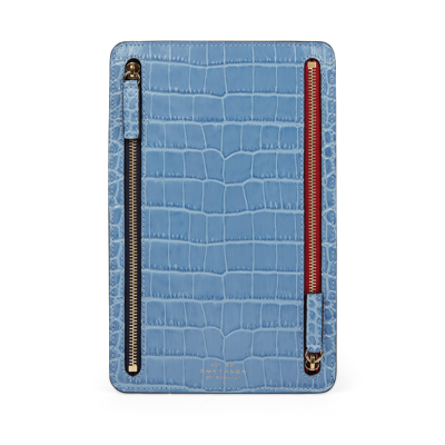 Shop Smythson Multi-zip Case In Mara In Nile Blue