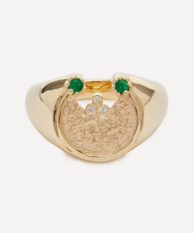 Shop Pascale Monvoisin 9ct Gold Mira Emerald Coin Ring