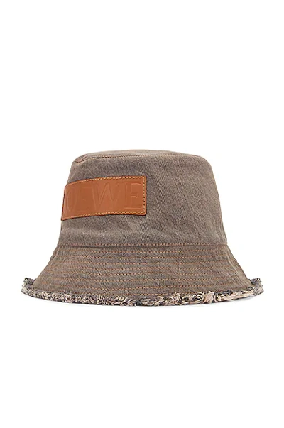 Shop Loewe Frayed Bucket Hat In Brown