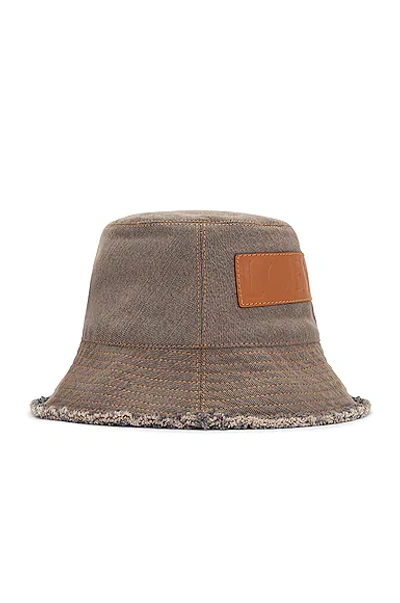 Shop Loewe Frayed Bucket Hat In Brown