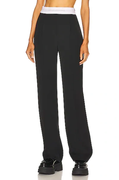 Shop Alexander Wang Logo High Waisted Pleated Pant In Black