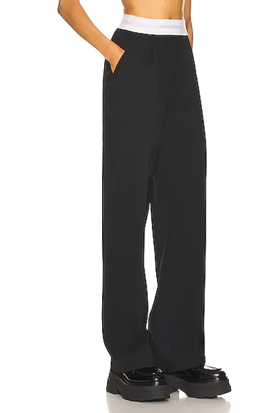Shop Alexander Wang Logo High Waisted Pleated Pant In Black
