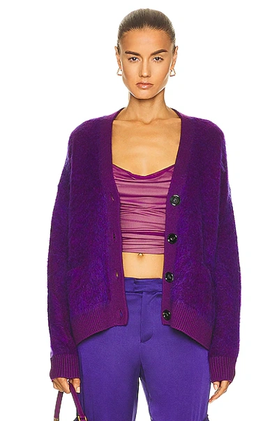 Shop Acne Studios Mohair Cardigan In Violet Purple