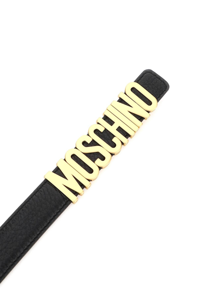 Shop Moschino Lettering Logo Belt In Black