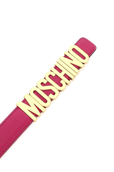 Shop Moschino Lettering Logo Belt In Fuchsia