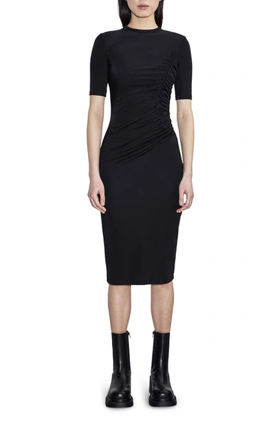 Shop Et Ochs Isabelle Ruched Midi Dress In Black