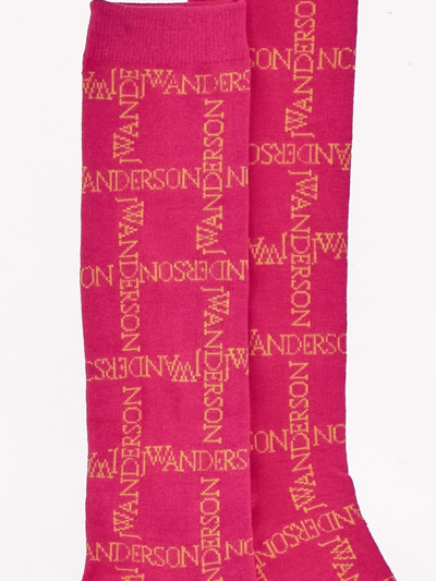 JW Anderson: Orange & Pink Logo Grid Socks