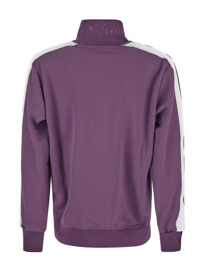 Shop Palm Angels Logo Print Zipped Track Jacket In Purple