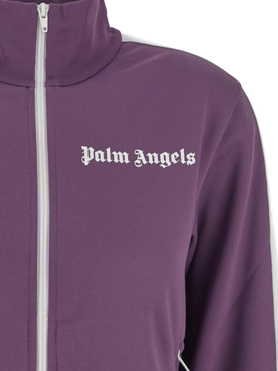 Shop Palm Angels Logo Print Zipped Track Jacket In Purple