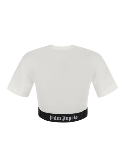 Shop Palm Angels Logo Tape T-shirt In White