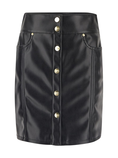 Shop Chiara Ferragni Faux Leather Mini Skirt In Black