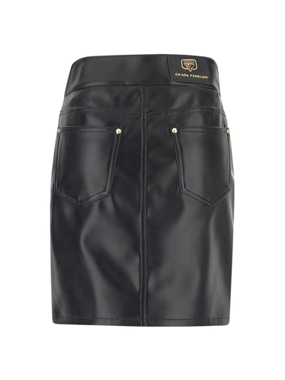 Shop Chiara Ferragni Faux Leather Mini Skirt In Black