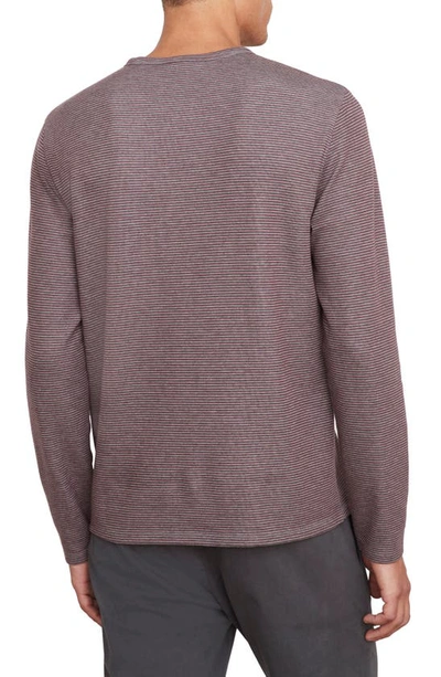 Shop Vince Double Stripe Long Sleeve T-shirt In Med H Grey/ Beet Root