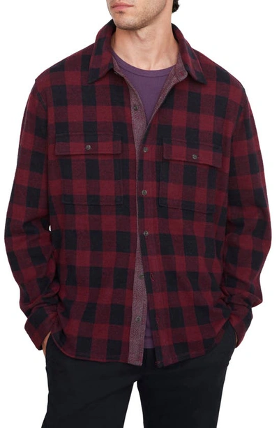Shop Vince Buffalo Plaid Flannel Button-up Shirt In Lt Beet Root/ Coastal