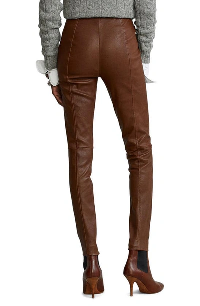 Polo Ralph Lauren Leather Skinny Pants In Cocoa Bean | ModeSens