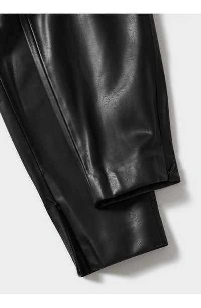 Shop Mango Faux Leather Ankle Crop Leggings In Black