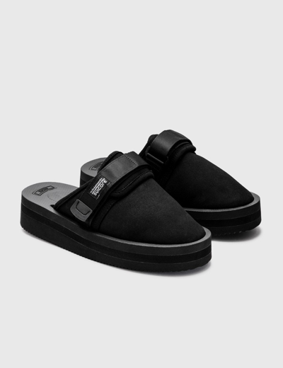 Suicoke Zavo-vpo Touch-strap Sandals In Black