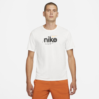 Shop Nike Men's Dri-fit Miler D.y.e. Short-sleeve Running Top In White