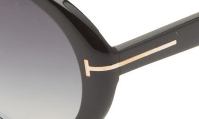 Shop Tom Ford Camillo 60mm Pilot Sunglasses In Shiny Black / Smoke