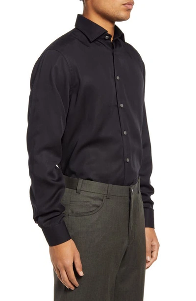Shop Jack Victor Chambray Button-up Shirt In Black