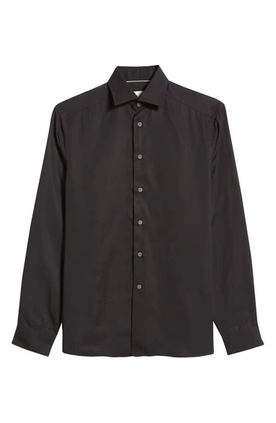 Shop Jack Victor Chambray Button-up Shirt In Black