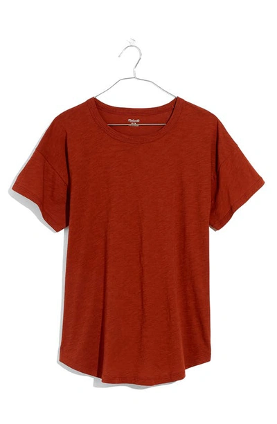 Shop Madewell Whisper Cotton Crewneck T-shirt In Dusty Redwood