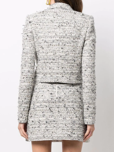 Shop Giambattista Valli Cropped Tweed Jacket In Grey