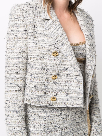Shop Giambattista Valli Cropped Tweed Jacket In Grey