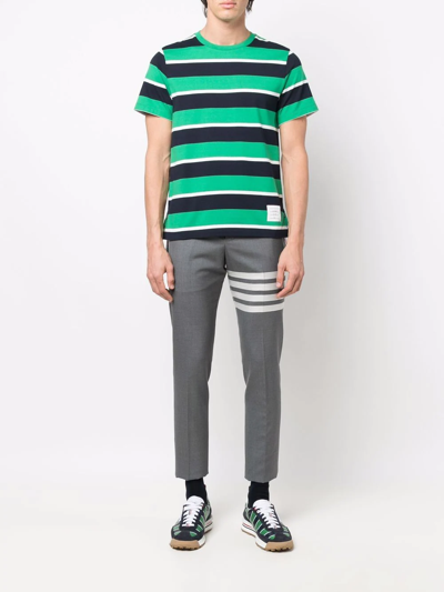 Shop Thom Browne Striped Short-sleeve T-shirt In Green