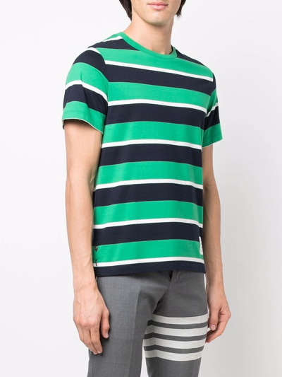 Shop Thom Browne Striped Short-sleeve T-shirt In Green